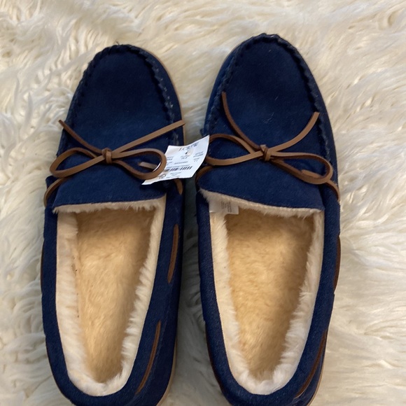 J.Crew Man Moccasin Slippers navy blue brand new with tag size 11 leather upper - Picture 12 of 16